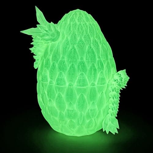 Flavery 3D Dragon Egg Glow in The Dark Surprise Egg with Flexible Crystal Dragon Inside 3D Printed Gift Articulated Animal Figurine Desk Pet Decor