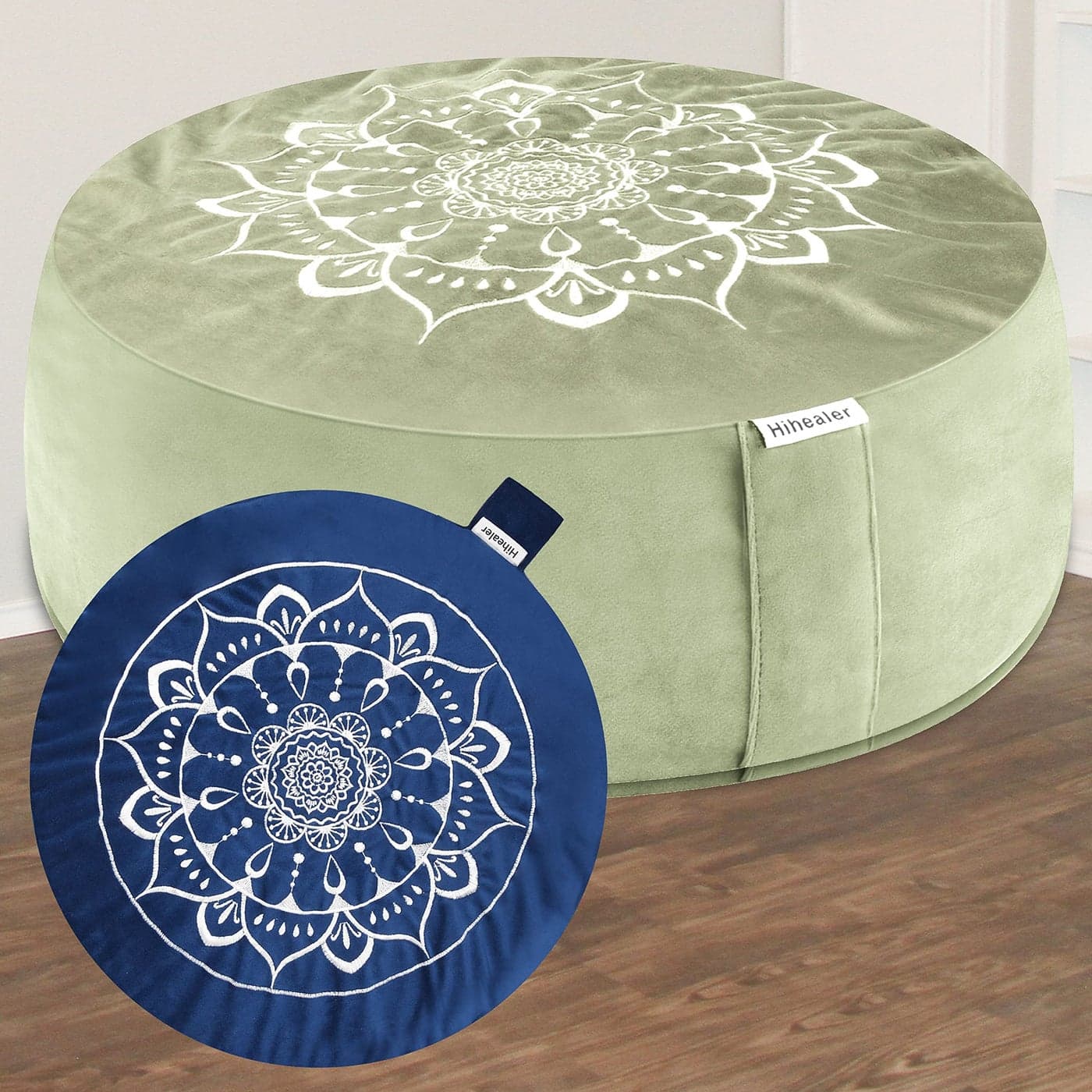 Hihealer Meditation Cushion Large Velvet Zafu Floor Pillow for Adults and Women Comfortable Yoga Pillow with Traditional Tibetan Buckwheat Filling for Meditation and Relaxation