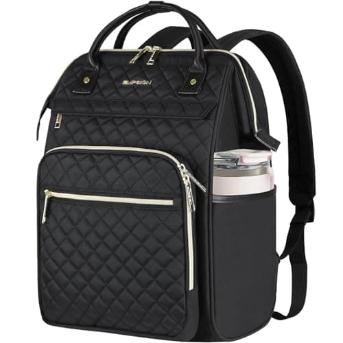 EMPSIGN 17 Inch Laptop Backpack for Women Work Business Travel Computer College Bags Large Capacity Waterrepellent Quilted Casual Daypack Black