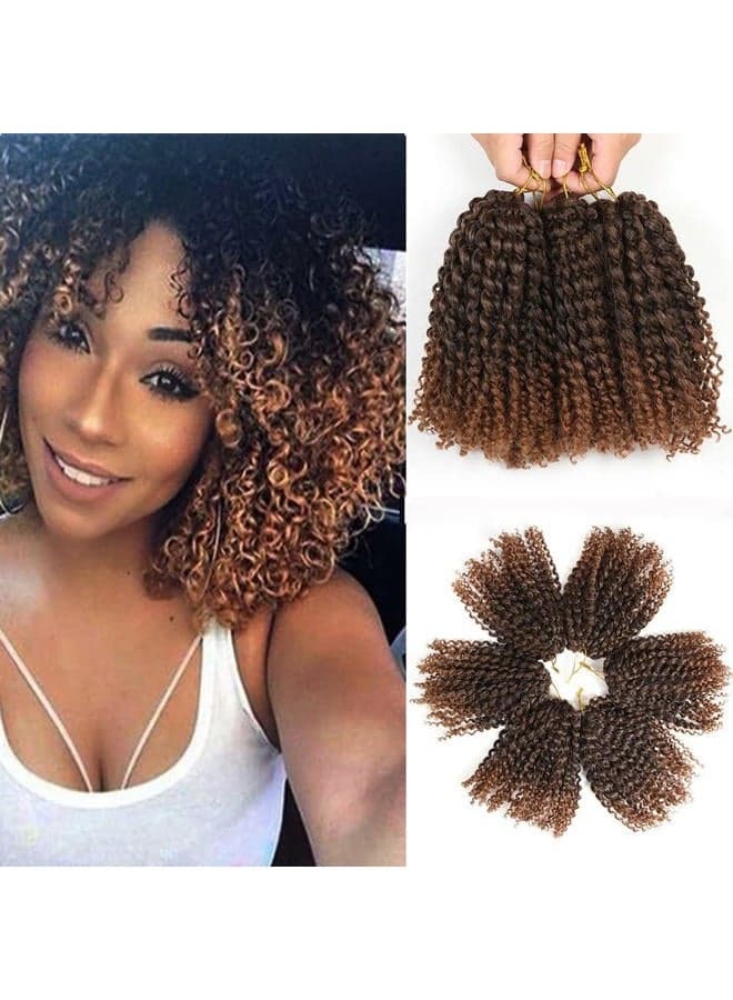 (1B/30) - 20cm Short Marlybob Crochet Hair 6 Bundles/Lot Kinky Curly Crochet Braids Ombre Braiding Hair Synthetic Hair Extension (1B/30)