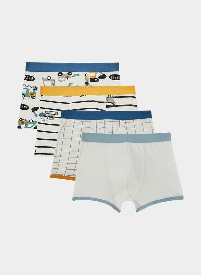 Pack Of 4 - Cotton Graphic Print Trunks — 7-8Y