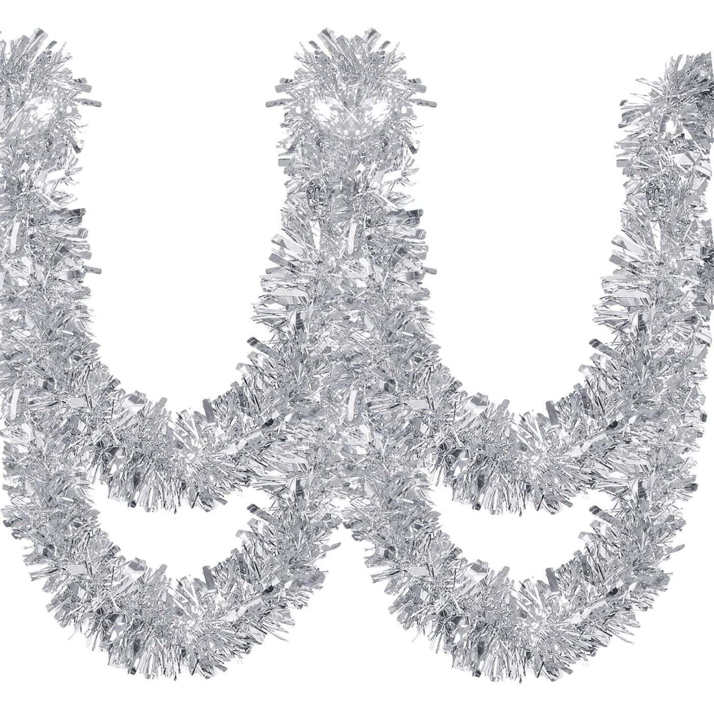Dingion 59 Feet Christmas Tinsel Garlands Metallic Twist Garland Hanging Garland Ornaments for Summer Christmas Tree Party Supplies Indoor and Outdoor DecorationShinnySilver