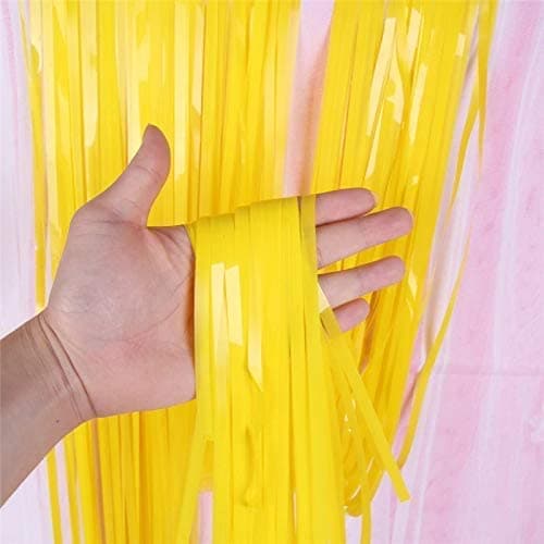 flavouredlove Pastel Color Foil Fringe Curtain(s) 3x6 Feet Each for Birthday, Anniversaries, Graduation, Retirement, Baby Shower Decoration (Pack of 1, Pastel Yellow)