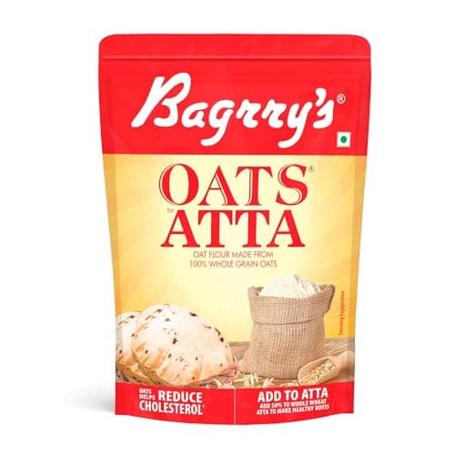 Bagrry's Oats Atta 1000gm Pouch | High in Protein & Fibre | Helps Manage Weight & Reduce Cholesterol | Non GMO | 100% Whole Grain