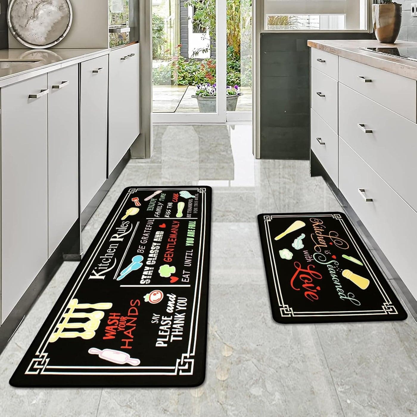 Aazeem Farmhouse Kitchen Mats Anti Fatigue Kitchen Rugs Sets of 2Non Slip Waterproof Kitchen Floor MatsErgonomic Cushioned Comfort Standing Mat for LaundryOfficeSinkDesk