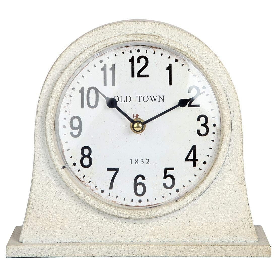 Lilys Home Antique Inspired Farmhouse Desk Or Mantel Clock Battery Powered Metal Body Ivory