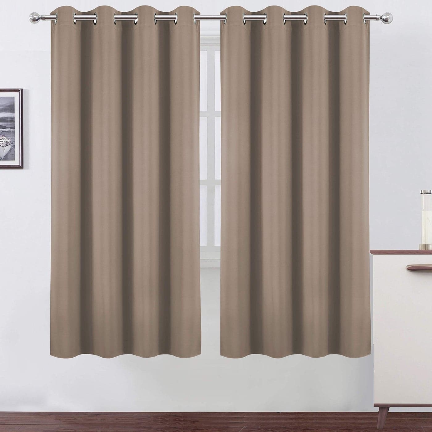 LEMOMO Cappuccino Thermal Blackout Curtains52 x 72 InchSet of 2 Panels Room Darkening Curtains for Bedroom