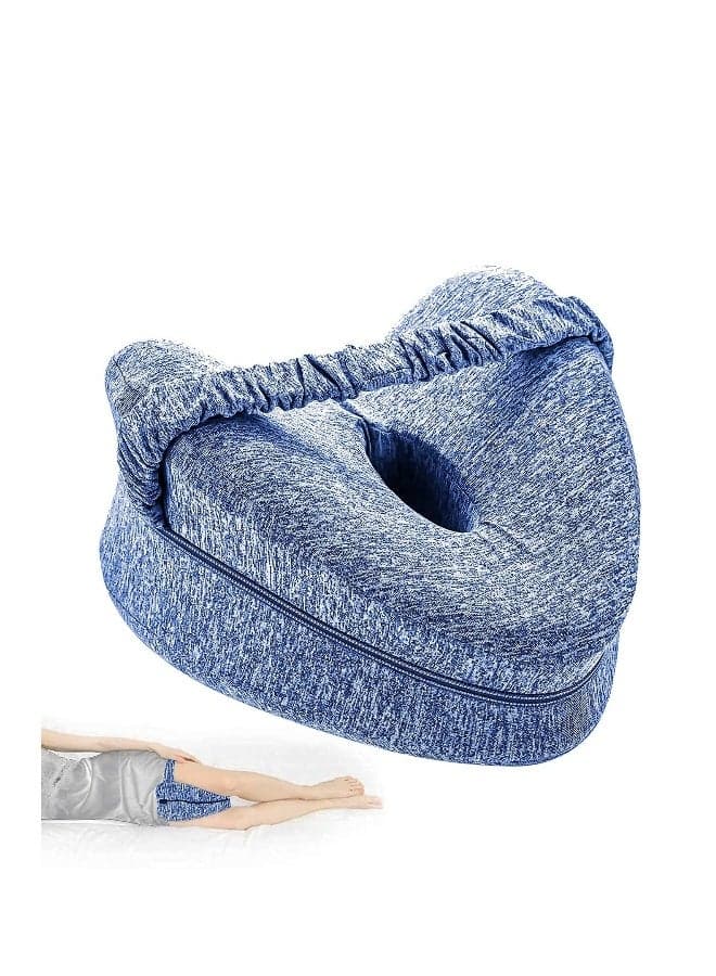 Knee Pillow for Side Sleepers with Elastic Strap, Memory Foam Leg Pillow, Ideal for Spine Alignment, Hip, Back Joint Pain Relief , for Better Sleeping with Breathable Washable Cover