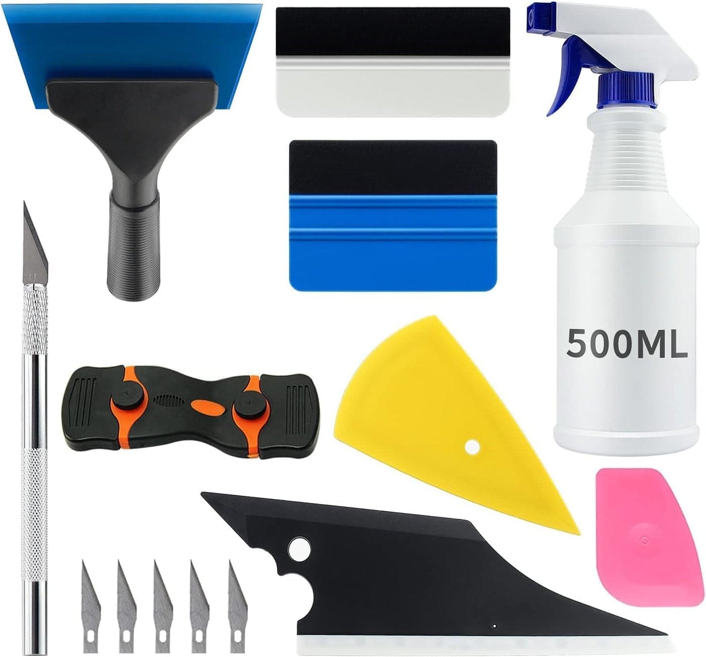 YXGOOD 9 Pcs Vehicle Car Window Tint Application Tools Kit Glass Protective Film Installing Tool Car Window Film Squeegee Auto Vinyl Wrap Installation Kit for Vinyl (9)