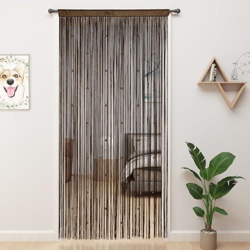 YIIBAII Beaded Curtain Beaded Curtains for Doorways Crystals Suitable for Interior Hanging Decoration and Partitions Closet Curtains (39"x79", Coffee)