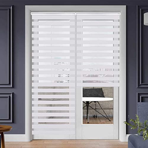 SMONTER Easy Fix Zebra Roller BlindDay and Night Blinds Curtains with Install Accessories 85CMx230CM WHITE