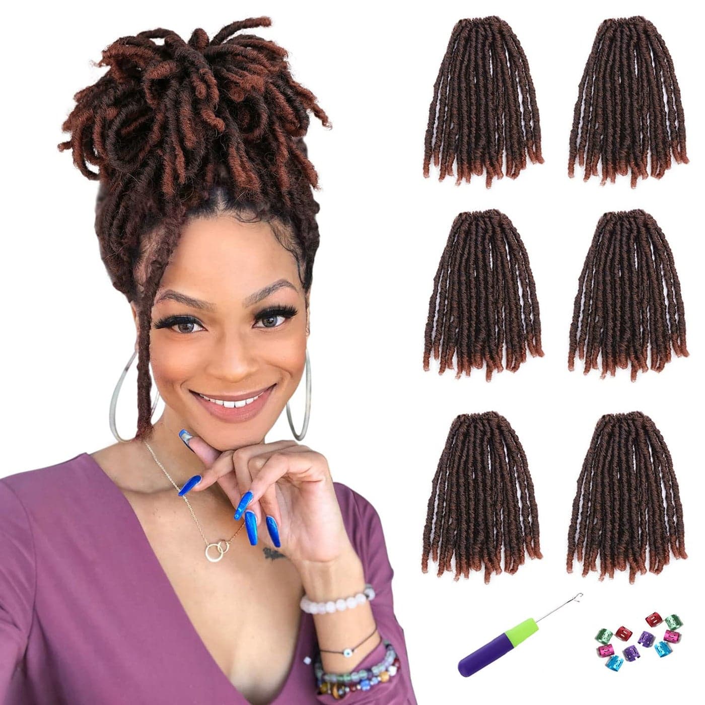 WIGNEE Crochet Hair 120 Strands Faux Locs 8 Inches Soft Locs PreTwisted Locs 6 Packs PreLooped Crochet Hair for Black Women8 Inch1B350