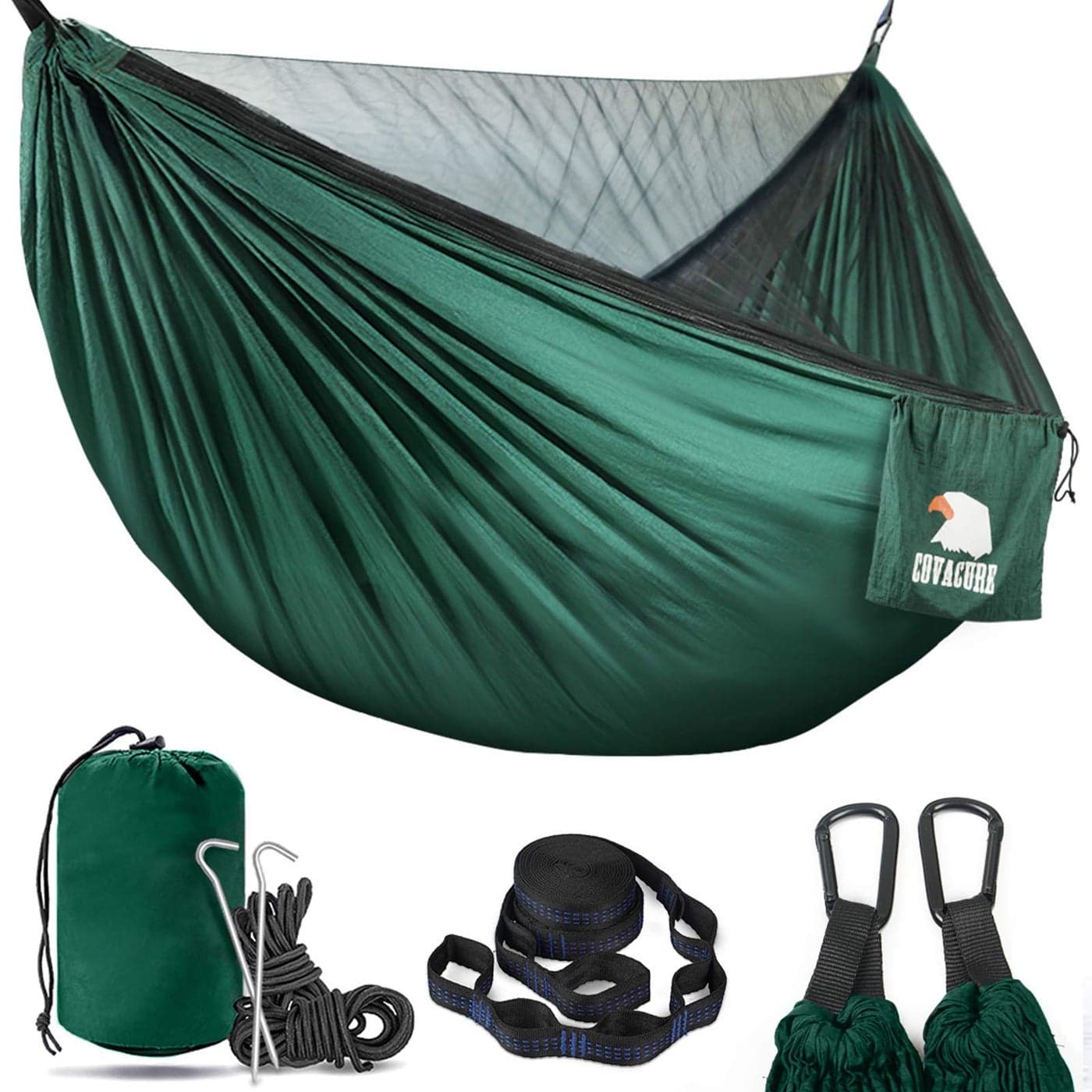 Covacure Camping Hammock Lightweight Double Hammock Hold Up to 772lbs Portable Hammocks for Indoor Outdoor Hiking Camping Backpacking Travel Backyard BeachDark Green