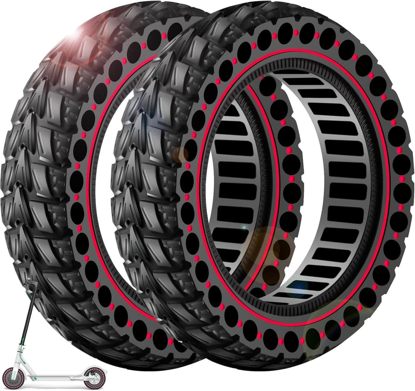 BANGTING 60/70-6.5 E Scooter Solid Tyres - 10 x 2.5 Inch Replacement Tyres (Red, 2 Pieces)