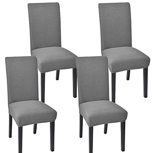 Chair Covers for Dining Room Set of 4 Chair Seat Cover for Dining Room Kitchen, Parsons Chair Covers Dining Chair Slipcover, Light Grey