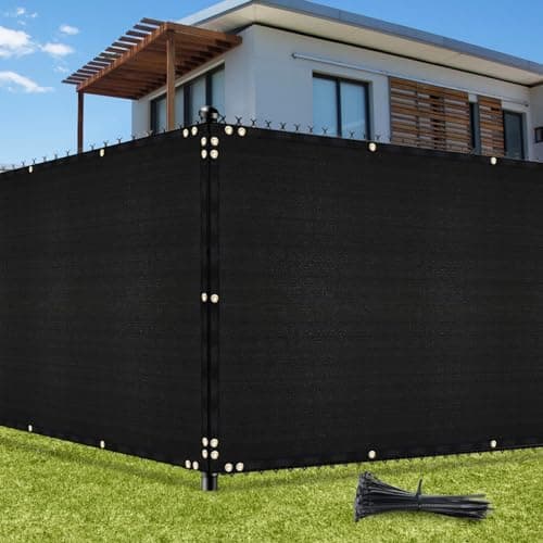 UIRWAY Privacy Screen Fence 4ft x 50ft Black Heavy Duty 170GSM 90 Blockage Chain Link Fence Privacy Screen UV Resistant Outdoor Windscreen Shade Net for Backyard Garden Patio Yard with Cable Ties