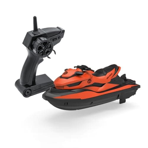 Miracland 24GHz Remote Control Jet Ski High Speed RC Motorboat Water Toy with Dual Propellers 2 Speed Levels 50 Meters Control Range Orange
