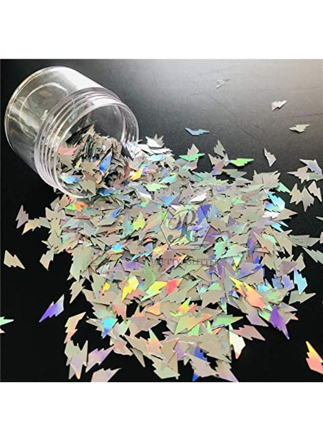10 GramsPack Sliver Lightning Shape Sequins Glitter Festival Rave Beauty Makeup Face Body Nail Art Decoration LB100