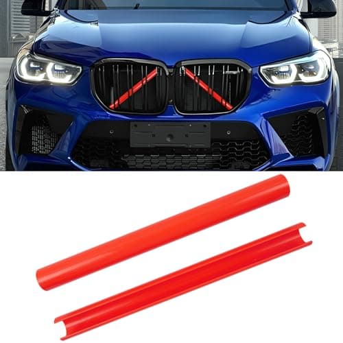 Aojezoor Compatible with BMW Grill Inserts Trims G01 G02 G05 G06 G07 F15 F16 F25 F26 E70 For X3 X4 X5 X6 X7 Series Compatible with BMW V Brace Wrap Covers Red Grill Stripes Wrap Accessories