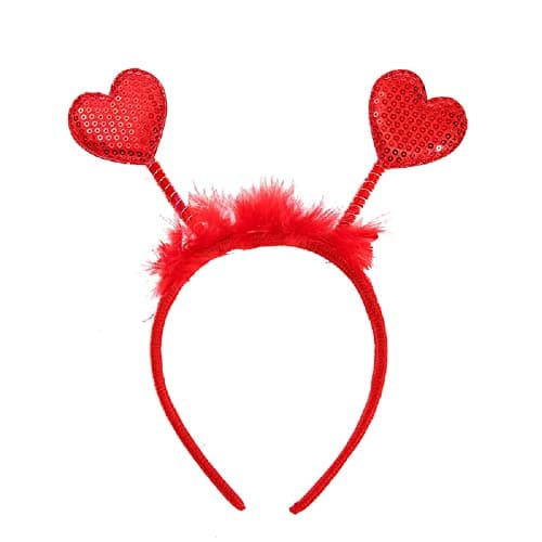 LKQBBSZ Valentines Day Heart Headbands Glitter Red Love Heart Head Boppers Sequin Wedding Party Hairbands Hair Hoops for Valentine