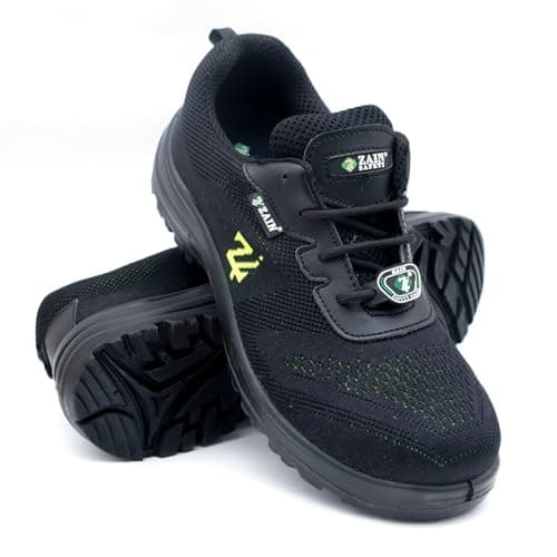 ZAIN Low Ankle Safety Shoes | BIS Approved, Breathable Upper | Lightweight, Sporty Design, Composite Toe | Black | Phantom, Size 8
