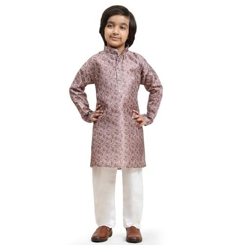 Pro-Ethic Style Developer Boys Silk Kurta Pajama For Kid's Ethnic Wear | Jacquard Silk Kurta Pajama (S-237), 1-2 years, Pink