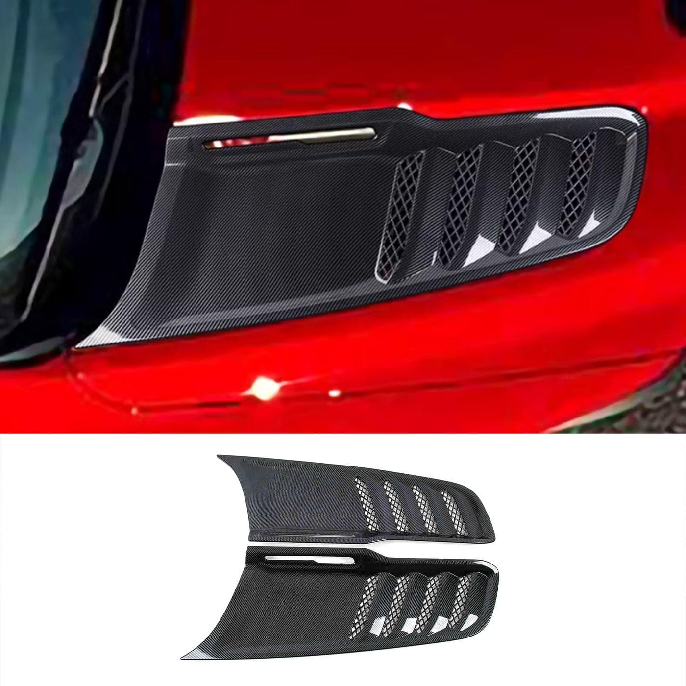 KELEIMAI Car Accessories Fit For Dodge Ram 1500 TRX RHO Pickup Truck 2019 2020 2021 2022 2023 Front Hood Scoop Intake Vent Bonnet Cover Trim Glossy Carbon Fiber ABS 2PCS