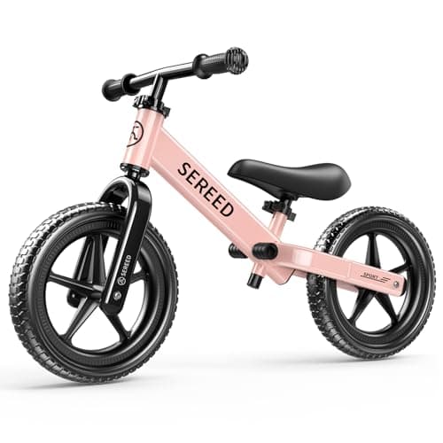 SEREED Toddler Balance Bike 2 Year Old No Pedal Kids Toy Bike for 25 Years Old ToolFree Adjustment Gift for 23 Girls Customize Plate with 3pcs Stickers Pink