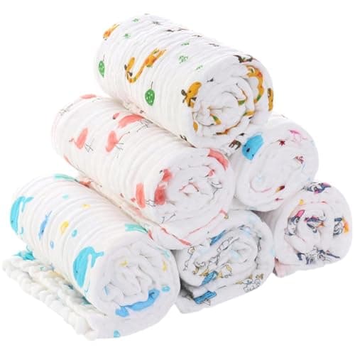 LUVINA Extra Soft Muslin Cotton Burping Towels for Newborn Baby, 6 Layers Muslin Cloth Hankies, Washcloth, Reusable Napkins for Baby Face Towels (2, 25 x 50cm (Multi Color))