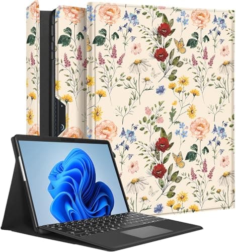 Wazzasoft for Microsoft Surface Pro 9 Case 13 Inch 2022 for Women Cute Girls Folio Cover Flower Floral Luxury Protection Compatible with Type Cover Keyboard for Windows Surface Pro 9 Case 13" Tablet