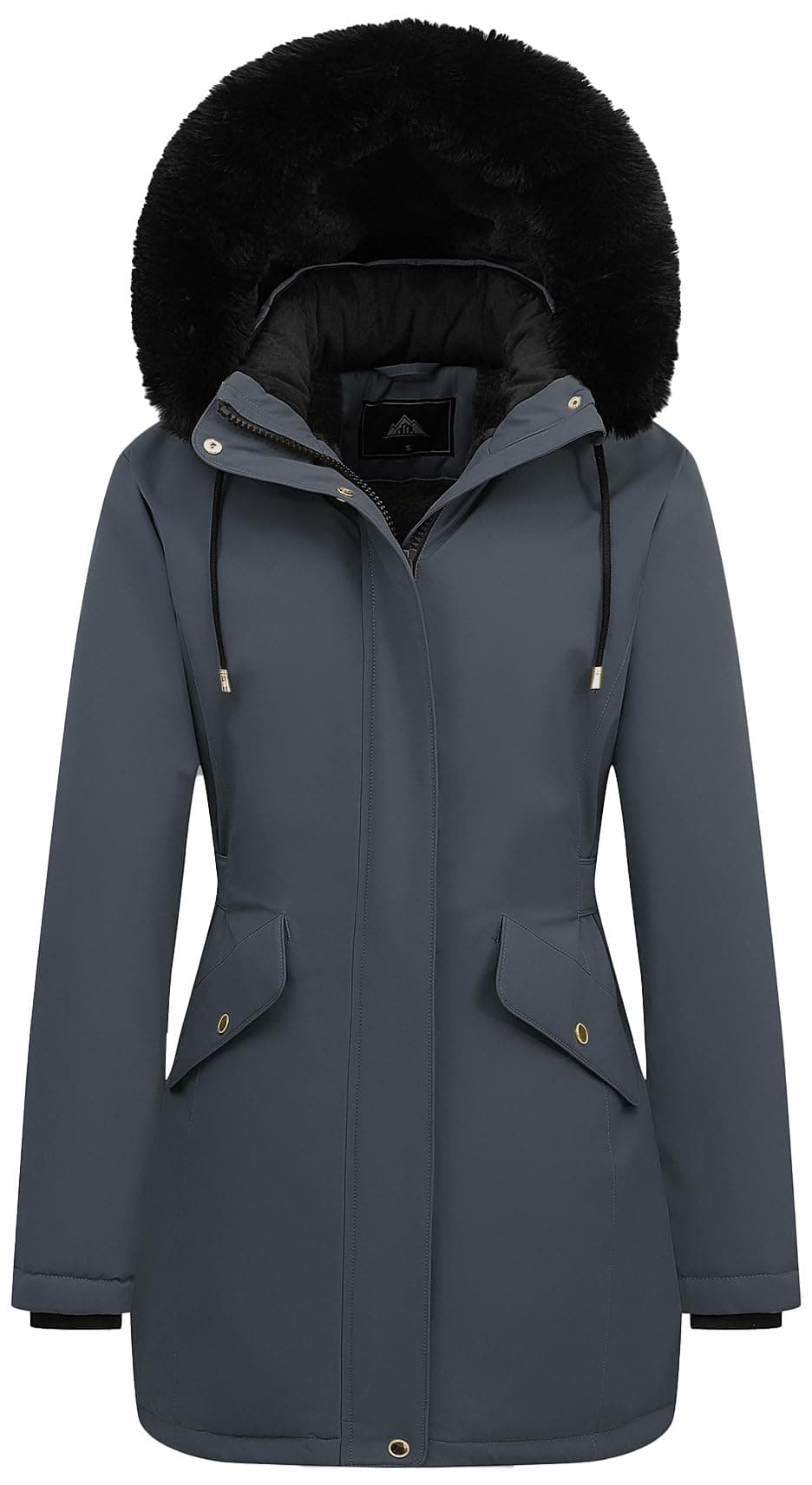 MOERDENG Womens Long Winter Down Coat Thicken Fleece Lined Parka Warm Puffer Jacket With Faux Fur Detachable Hood