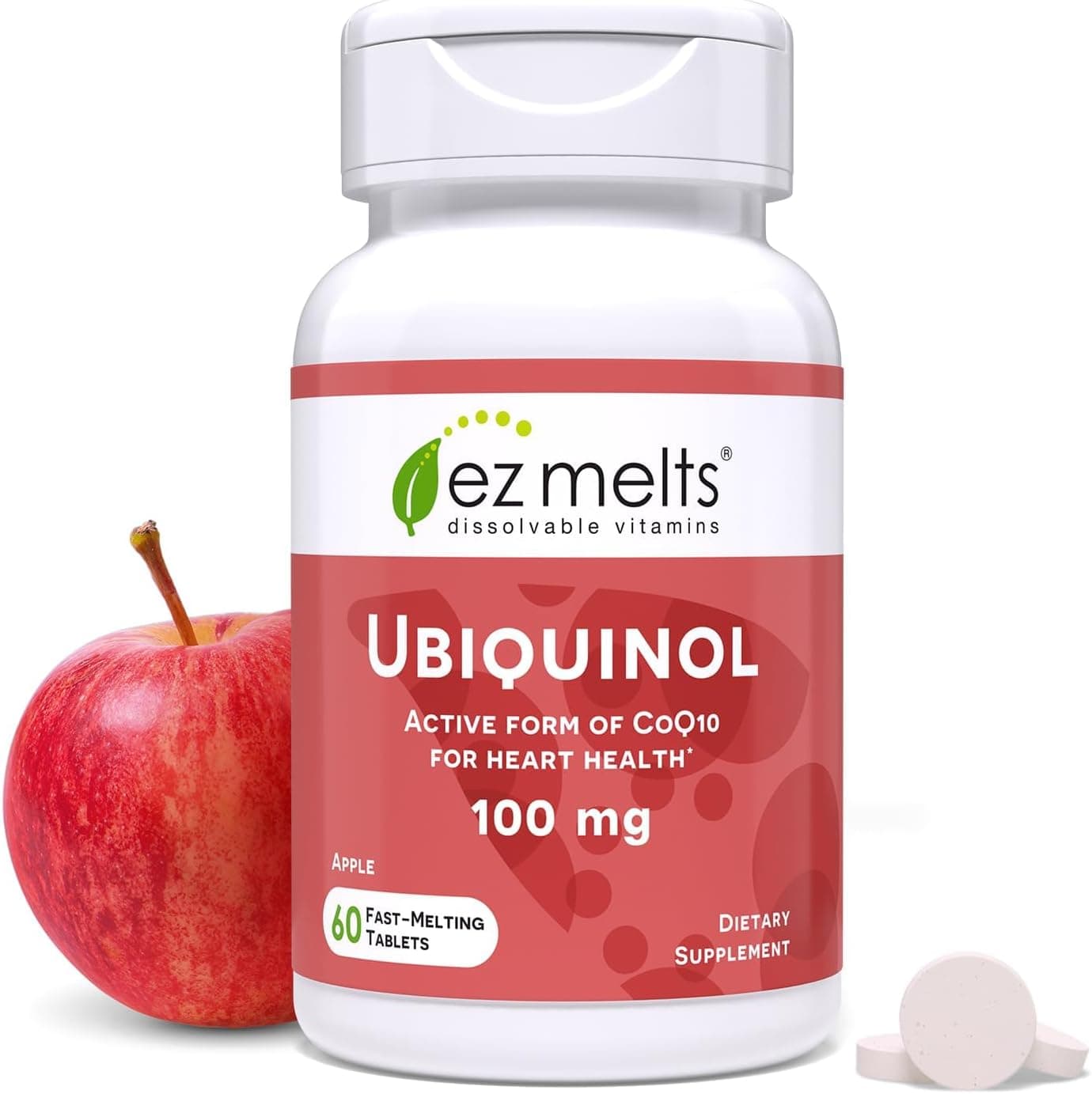 EZ Melts Dissolvable Ubiquinol 100mg Active Form of CoQ10 Heart Health Supplements for Men Women SugarFree 2Month Supply