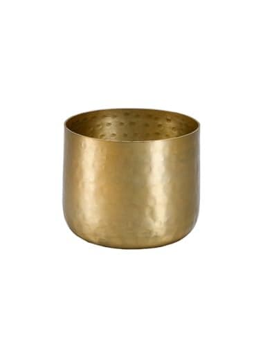 Serene Spaces Living Antique Brass Look Gold Hammered Pots, Indoor Planter, Decorative Accent for Potted Plants, Gold Flower Vase for Wedding or Event Centerpiece, Extra Small, 5" Diameter & 4" Tall