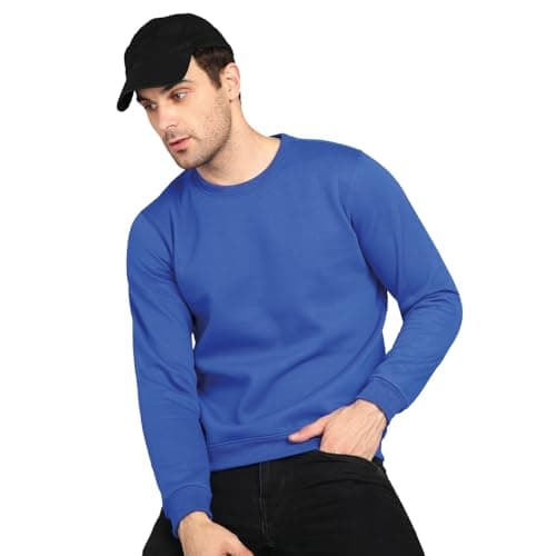 Neostreak Men's Fleece Round Neck Regular Fit Sweatshirt (neoswtsol-01-fogtel_Blue_Medium)