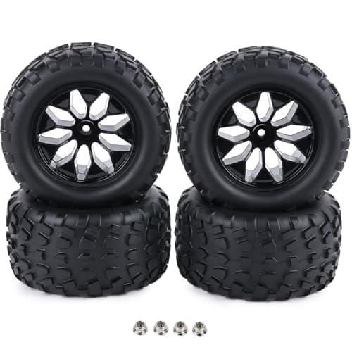 ZRRC Preglued 12mm Hex 110 Scale RC Truck Tires and Wheels 28 MT Tires for Traxxas Rustler Stampede 4x4 VXL 2WD Redcat Volcano EPX Pro S30 Blackout XTE Pro RIAARIO AMORIL 110 RC Monster Truck