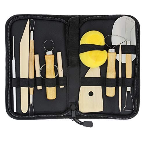 US Art Supply Pottery Clay Tools Set 12Piece Includes Pottery Tools Canvas Case for Sculpting Ceramics and Easy Storage Transport