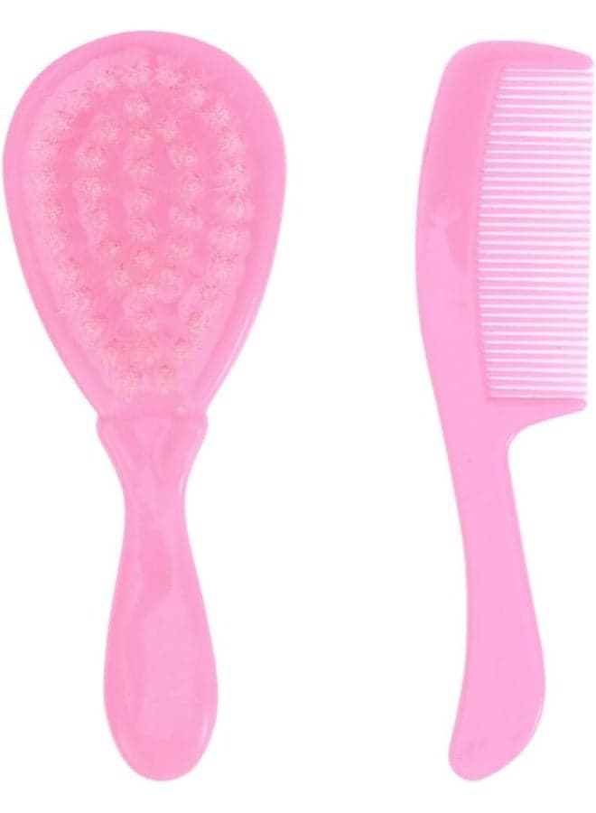 HEALLILY (Pink) - Baby Hair Brush and Comb Set for Newborn Scalp Grooming Product for Infant Toddler Kids