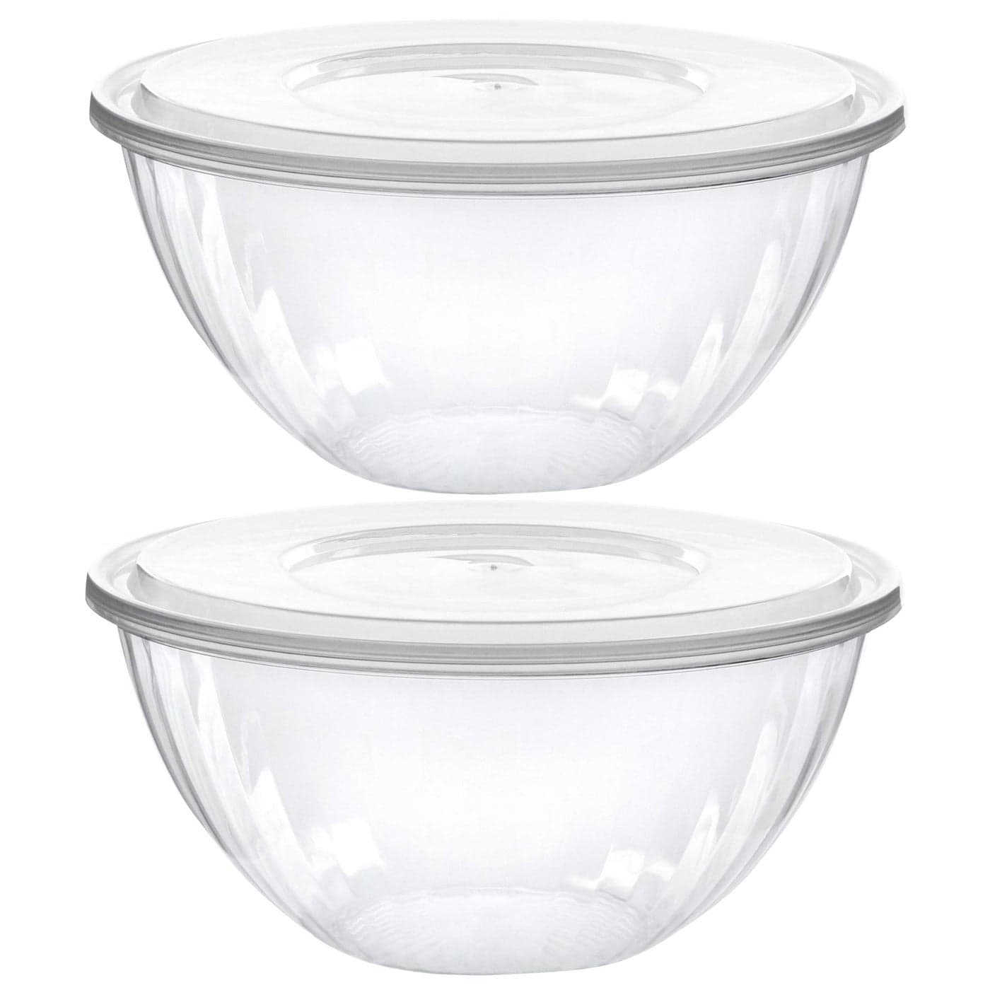 PLASTICPRO Disposable 48 Ounce Round Crystal Clear Plastic Serving Bowls With Lids Party Snack or Salad Bowl Chip Bowls Snack Bowls Candy Dish Salad Container Pack of 4