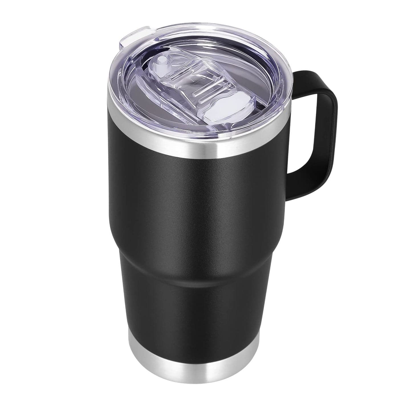 VEGOND 20 oz Tumbler with Handle Lid and Straw Stainless Steel Insulated Travel Coffee Mug Spill Proof Double Wall Metal Tumbler Cup Keeps Drink Hot and Cold Black 1 Pack