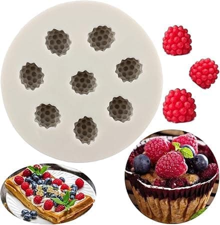 LEGACYCART Raspberry Silicone Fondant Mould Mulberry Gum Paste Chocolate Candy Jelly Jello Ice Cube Mold Cake Decoration Cupcake Decorating Topper Tools Pack of 2