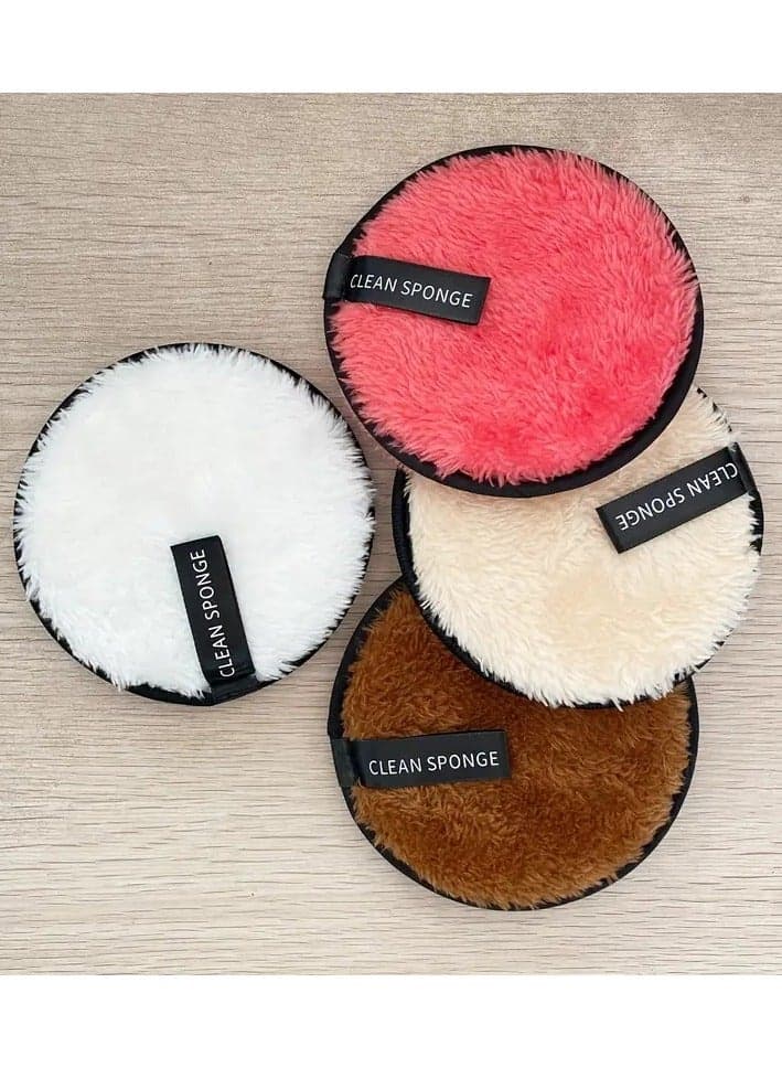 4Pcs Reusable Soft Makeup Remover Pads for All Skin Types Gentle and Effective Facial Cleaning Puffs for Eye Shadow Foundation and Mascara Removal