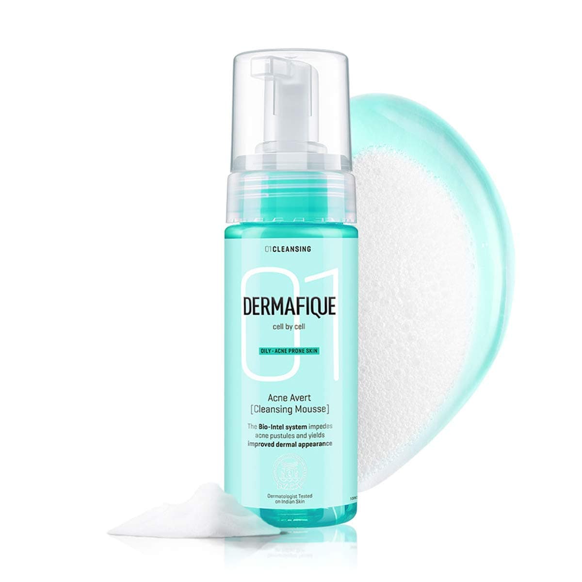 Dermafique Acne Avert Cleansing Mousse 150 ml for Acne Prone Skin Suits Oily and Dry Skin Foaming Face Wash with Salicylic acid Cleanses Pores and Clears Out Excess Sebum Paraben Free SLESfree Dermatologist Tested