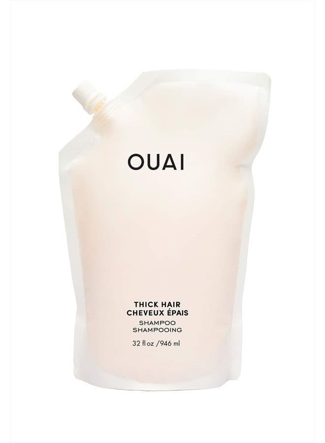 Thick Shampoo Refill Pouch. Fight Frizz and Nourish Dry, Thick Hair with Strengthening Keratin, Marshmallow Root, Shea Butter and Avocado Oil