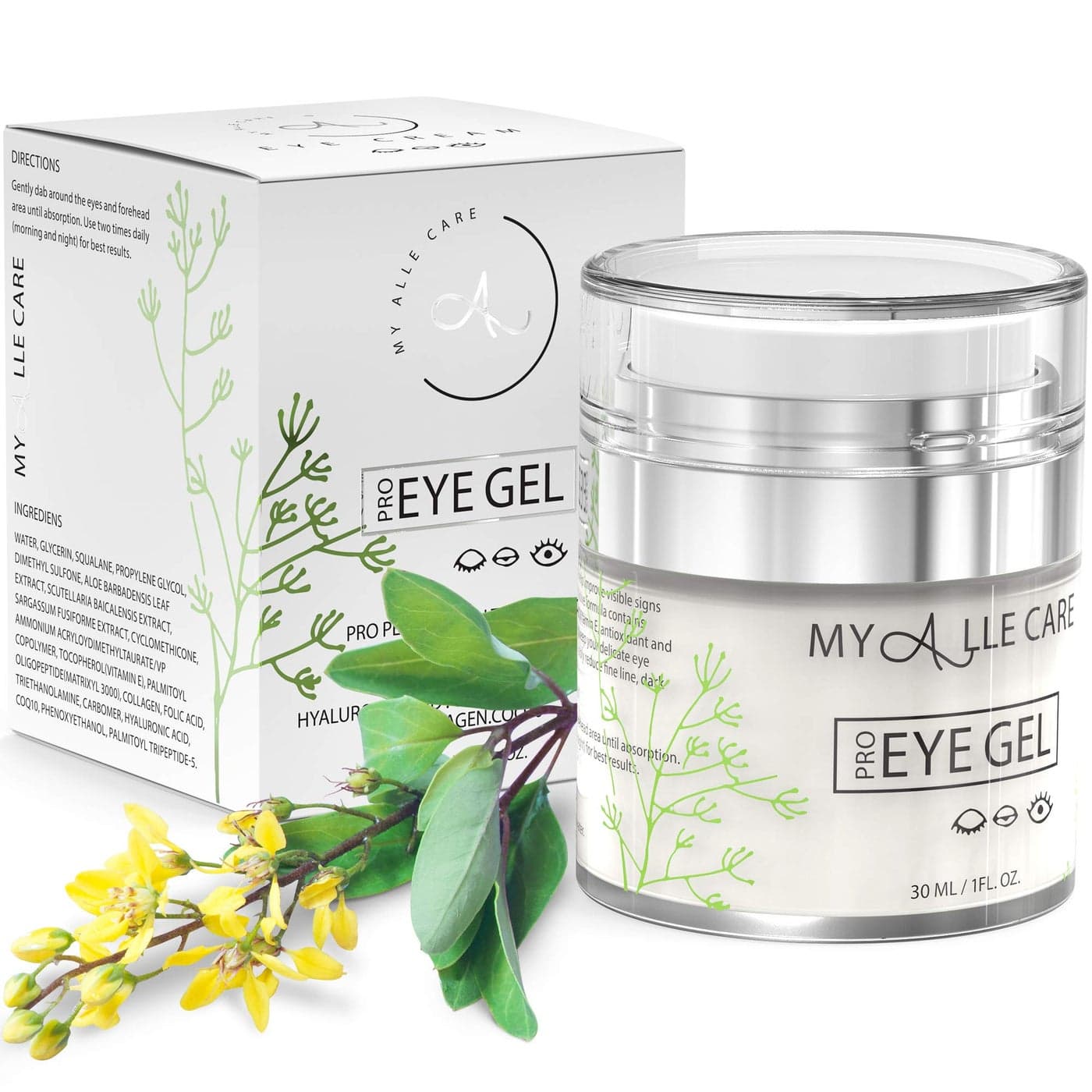 Eye Gel with Hyaluronic Acid Reduce Dark Circles Puffiness and Eye Bags Anti Wrinkle Under Eye Treatment Hydrating Gel with Collagen Aloe and Vitamin E Anti Aging Cream for Men Women