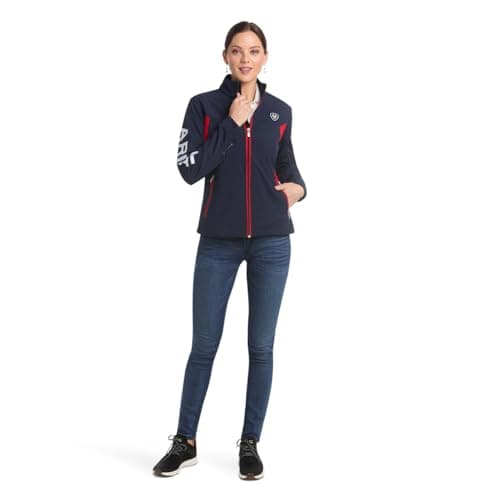 ARIAT New Team Softshell Jacket – Women’s Wind and Water Resistant Jacket Navy/Red