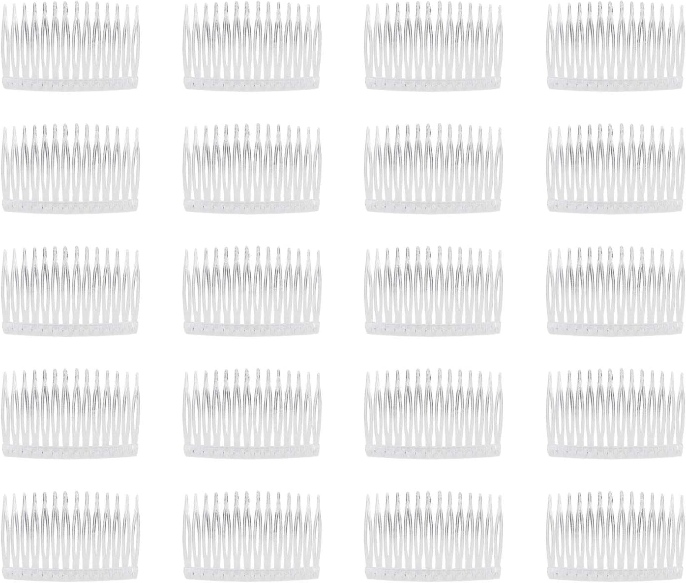 20 Pack Clear Small Plastic Hair Side Comb With Long Teeth Hairpins Grips Barrettes Clamps Bows for Women Bridal Wedding Veil Decorative DIY Headpiece French Twist Updo Bun Accessories