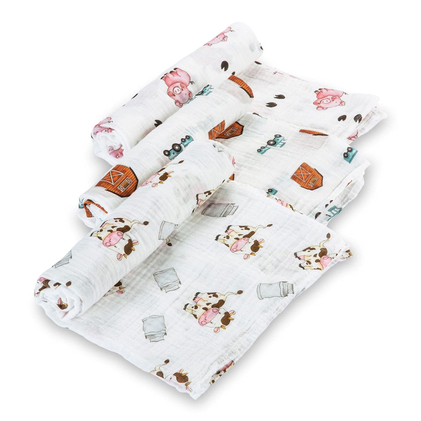 LollyBanks Baby Swaddle Blanket 100 Cotton Muslin Swaddle Blankets for Boys and Girls Large 47 x 47 Inches Newborn Swaddle Soft and Breathable Baby Blanket Registry Farm Theme 3 Pack