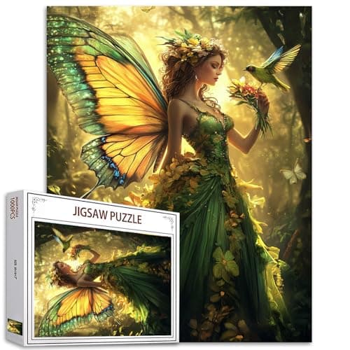 Angels in Forest Jigsaw Puzzles for Adults 1000 Pieces Magical Glistening Fairy DIY Puzzles for Challenging Family Activity Games Home Wall Decor Art Craft Unique Gifts 20x27 Inches