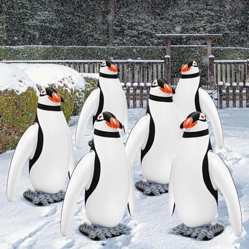 Syhood 6 Pcs 20 Inflatable Penguin Pool Float Aquatic Animals Decorations for Winter Decor Summer Party Supplies Outdoor Indoor Lawn Yard Garden Pool Decorations