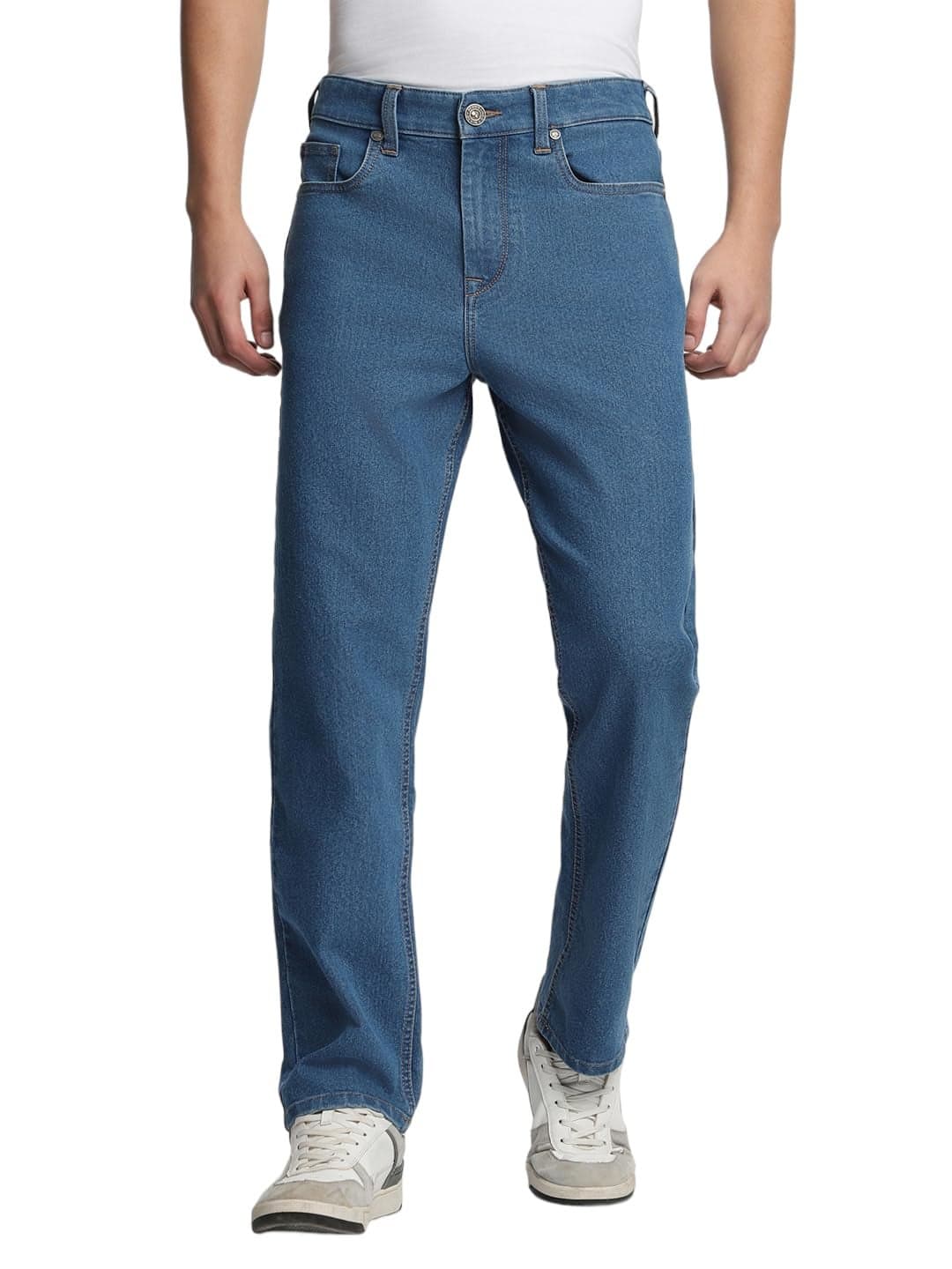 Dennis Lingo Men's Full Length Cotton Poly Stretch Washed Straight Fit Jeans (Indigo13, 28)